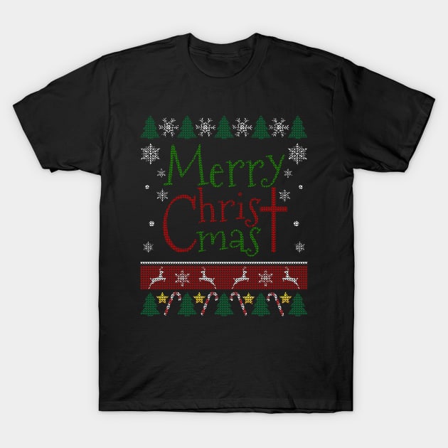 Merry Christmas Jesus Christ Cross T-Shirt by Sleazoid